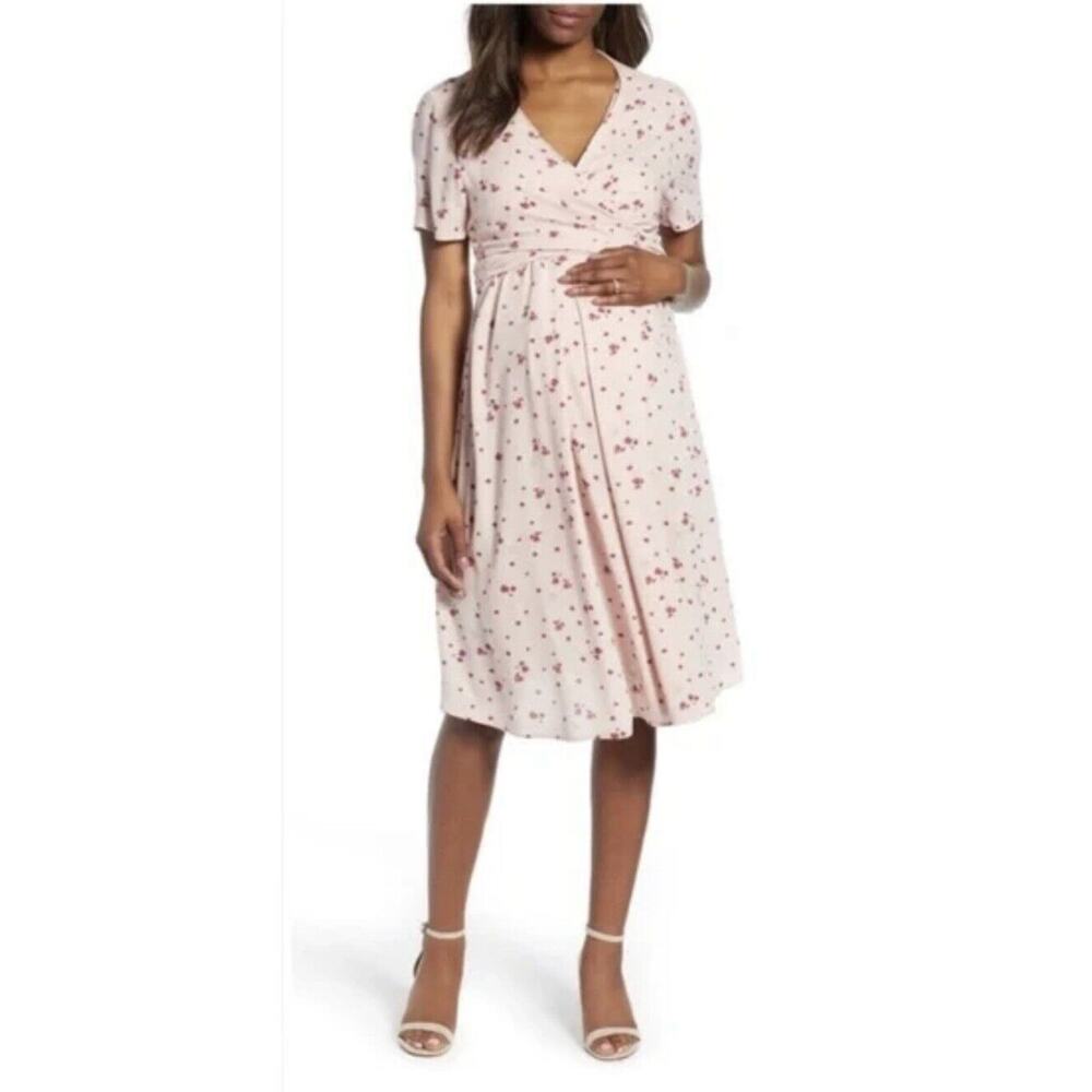 Isabella Oliver Leonie Tie Pink Petal Floral Maternity Dress•Sz 4=US 10•$239